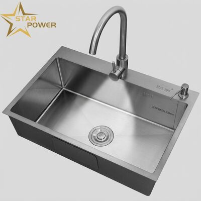 Good price Flush Mount / Inset Kitchen Sink 304 Stainless Steel Main & Auxiliary Bowl Kitchen Sink Gunmetal PVD Flush-Mount 600mm 9-Inch Deep Basin | Custom Basin Depth Available | Custom Steel Gauge Available online