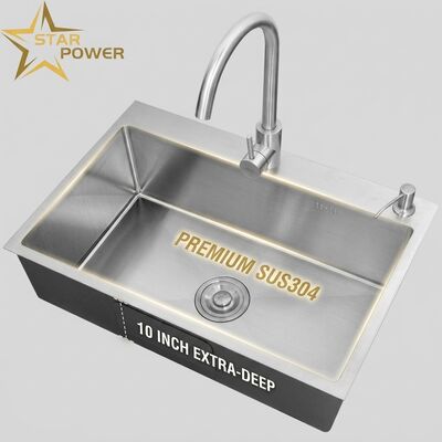 Quality Undermount Kitchen Sink SUS304 Stainless Steel Single Bowl Kitchen Sink Chrome Plated Undermount 700mm 10-Inch Extra-Deep Basin | Custom Basin Depth Available | Custom Steel Gauge Available factory