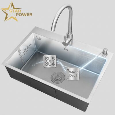 Quality Undermount Kitchen Sink 304 Stainless Steel Single Bowl Kitchen Sink Brushed Undermount 600mm 9-Inch Deep Basin | Custom Basin Depth Available | Custom Steel Gauge Available factory