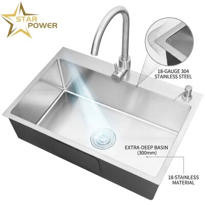 Good price Undermount Kitchen Sink 18-Gauge 304 SS Single Bowl Kitchen Sink Chrome Plated Undermount 1000mm 300mm Extra-Deep Basin | Custom Basin Depth Available | Custom Steel Gauge Available online