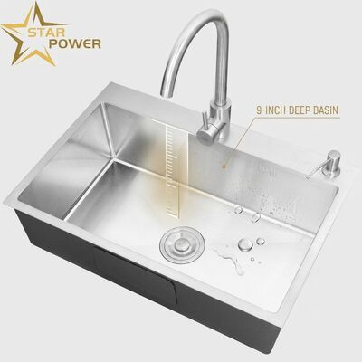 Quality 304 Stainless Steel Equal Double Bowl Kitchen Sink Nano-Coated Drop-In 600mm 9-Inch Deep Basin factory
