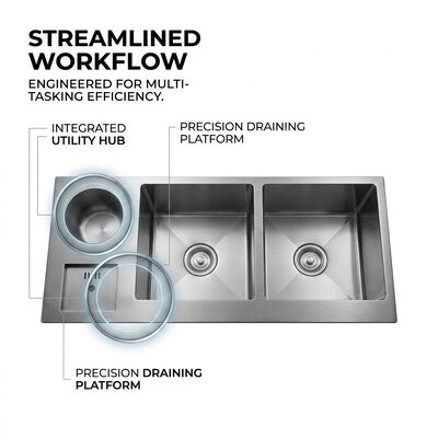 Good price 28x19 Inch Farmhouse Workstation Kitchen Sink 304 Stainless Steel 16 Gauge Deep Basin With Cutting Board online