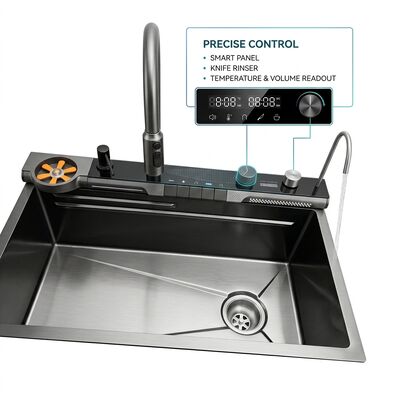 Quality 24 Inch Drop-in RV Kitchen Sink 304 Stainless Steel Compact Single Bowl Glass Cover Design factory