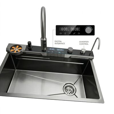 Quality RV 24 Inch Drop-In Kitchen Sink SUS304 with Tempered Glass Cover Single Bowl factory