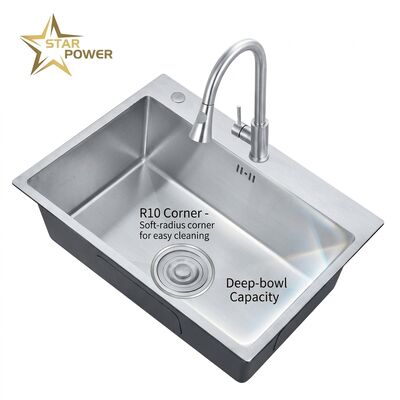 Quality Nano Black 31x20 Undermount Handmade Kitchen Sink SUS304 Single Bowl 18 Gauge factory