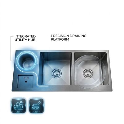 Good price 36 Inch PVD Gold Single Bowl Farmhouse Workstation Kitchen Sink SUS304 16 Gauge online