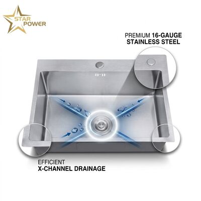 Good price 30 Inch Overmount Single Bowl Kitchen Sink 18 Gauge with Integrated Drainboard online