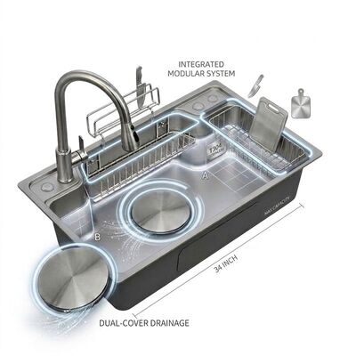 Quality 34 Inch Handmade Farmhouse Single Bowl Kitchen Sink SUS304 14 Gauge with Deep Basin factory
