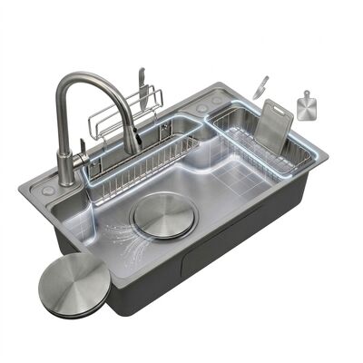 Quality 30 Inch Farmhouse Apron Front Double Bowl Kitchen Sink 60/40 16 Gauge with Bottom Grids factory